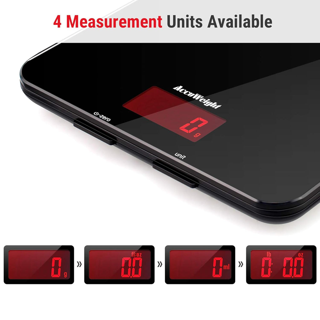 201 Digital Kitchen Scales with Tempered Glass Platform (Batteries included), Electronic Weighing Food Scale with Backlit LCD, Multifunction for Office School Home Baking Cooking, 5kg/11lb