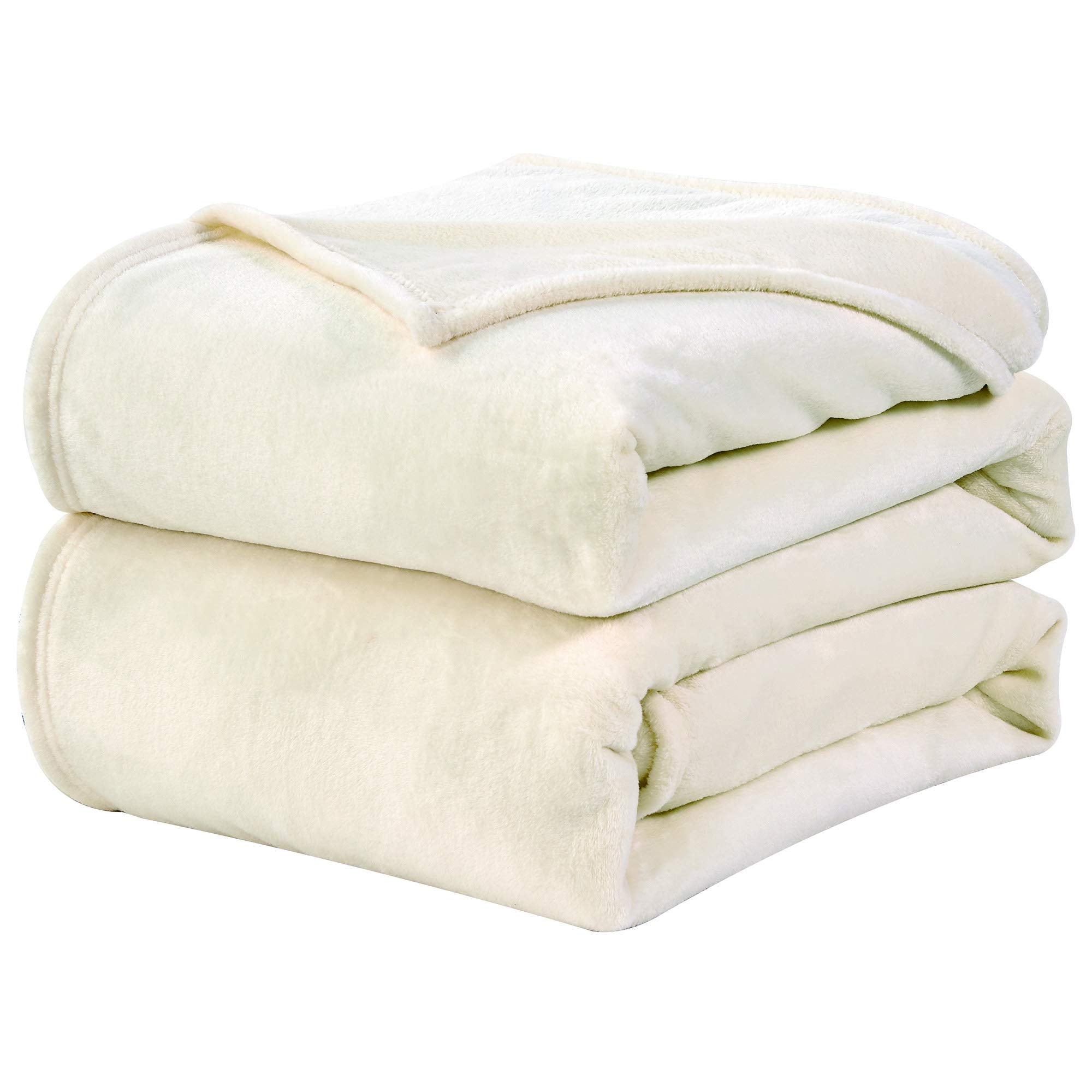 Fleece Blanket Sofa Throw White Cream 4ft x 5ft - Fluffy Soft Warm Versatile Blanket for Sofa/Couch/Bed Throw/Single Size, 130x150 cm
