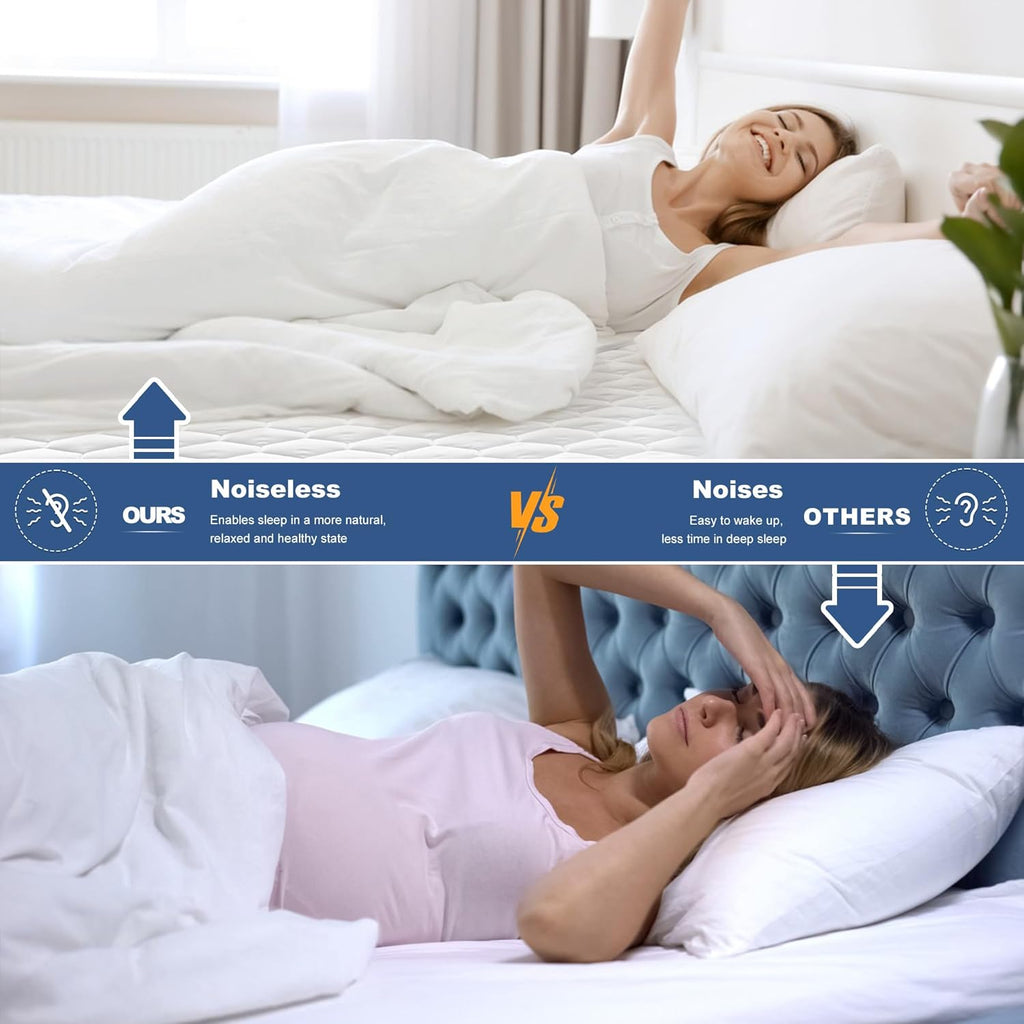 GRT Waterproof Mattress Protector Double Bed, 30cm Extra Deep Skirt, Breathable Noiseless Quilted Mattress Cover, Super Absorbent Dust Proof Mattress Protector (Double - 137 x 190cm)