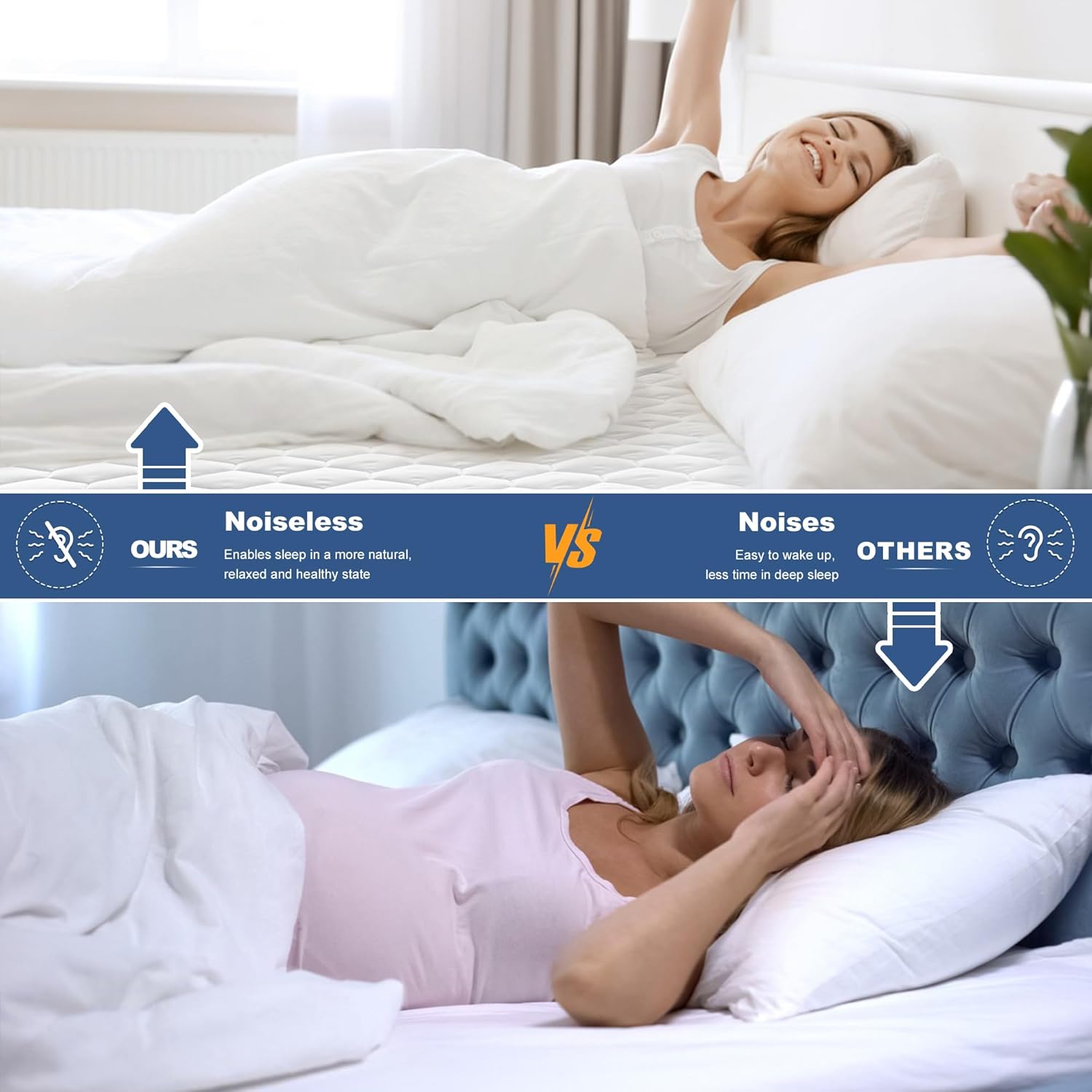 GRT Waterproof Mattress Protector Double Bed, 30cm Extra Deep Skirt, Breathable Noiseless Quilted Mattress Cover, Super Absorbent Dust Proof Mattress Protector (Double - 137 x 190cm)