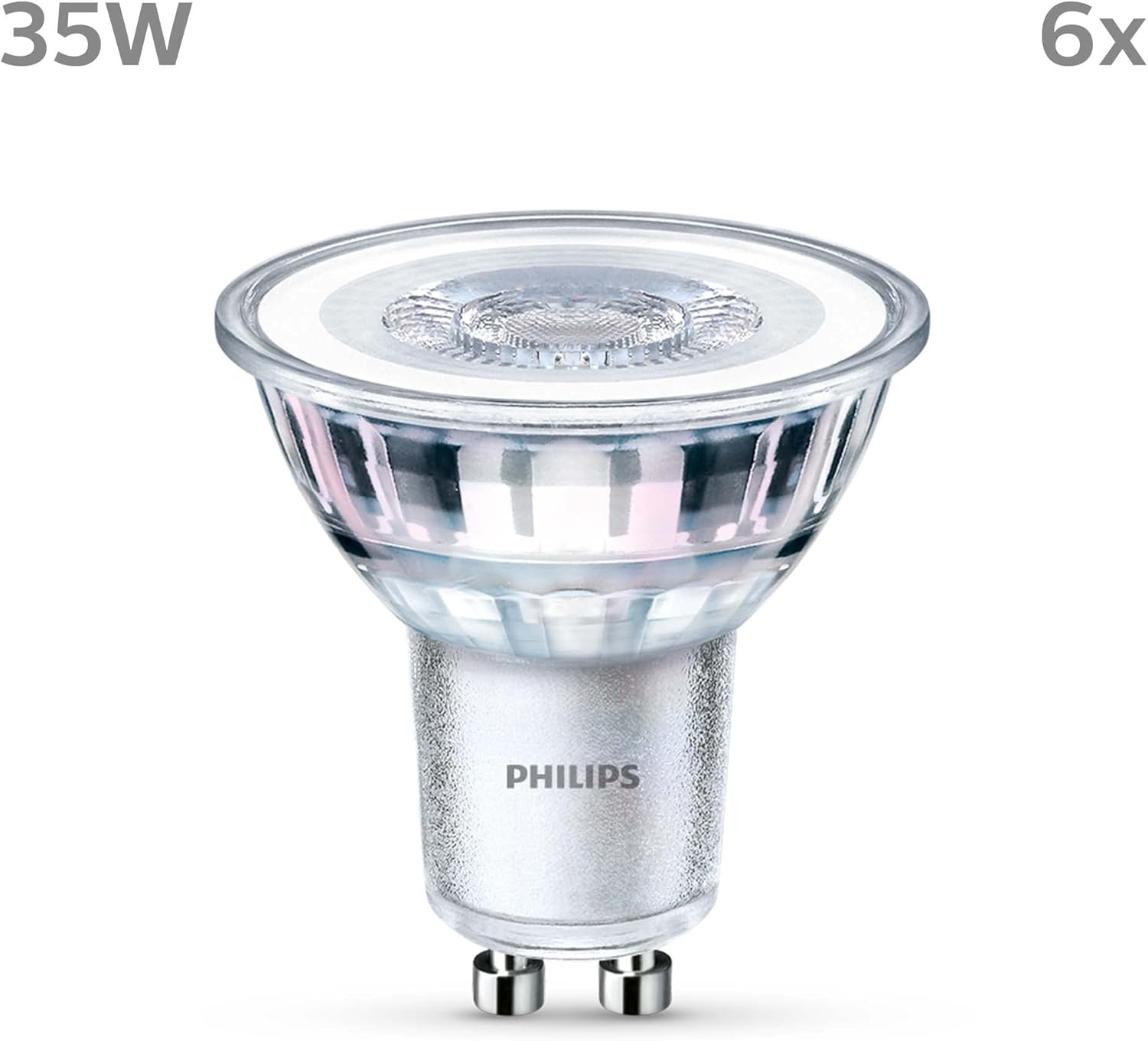 LED Classic Spot Light Bulb 6 Pack [Warm White 2700K - GU10] 35W, Non Dimmable. for Home Indoor Lighting.