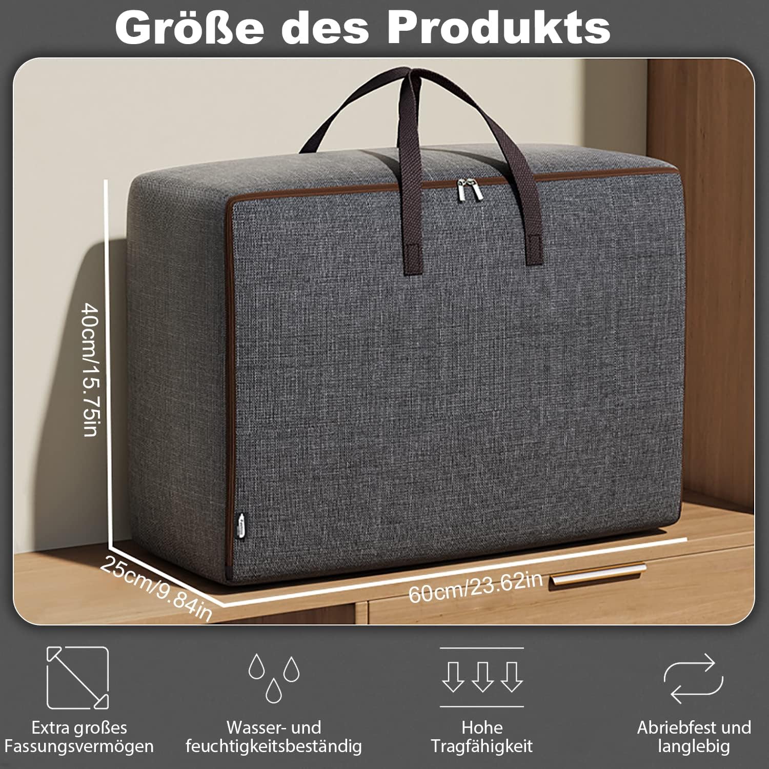 Duvet Storage Bags, 2 PCS Large Oxford Fabric Organizer Bags with Zips, Breathable Underbed Storage for Bedding, Clothes, Duvets, Pillows, Quilt (60L *2) Secondary image