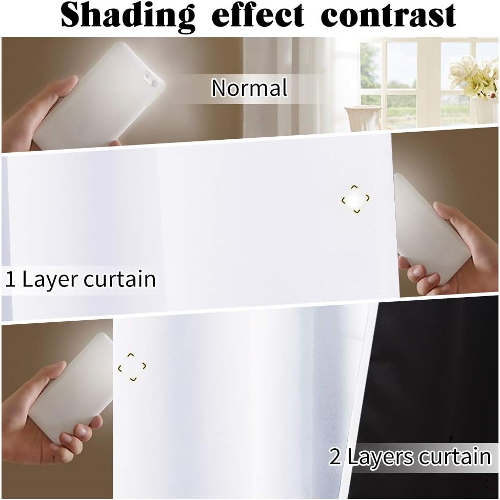 PONY DANCE 100% Blackout Double-Layer Curtains with Liner - Thermal Insulated 66x90 Inch Long Curtains for Bedroom Living Room, Energy Energy & Noise Reducing, White Grommet Blackout Drapes, 2 Panels