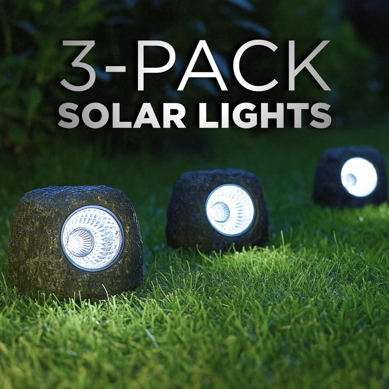 Uluru Outdoor Garden Solar Light / 3 Pack of LED Rock Design Solar Lights/Waterproof Garden Ornament Light/Rechargeable Battery Included
