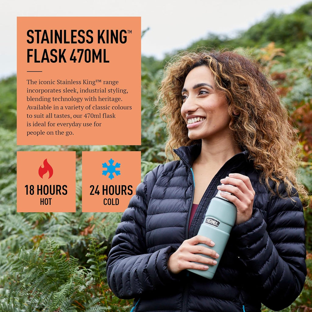 Thermos Stainless King 470ml Multi- Purpose Thermos Flask - Original-Style Flask can be used as Travel Mug or Insulated Water Bottle for Daily Commute & Weekend Adventures – Copper