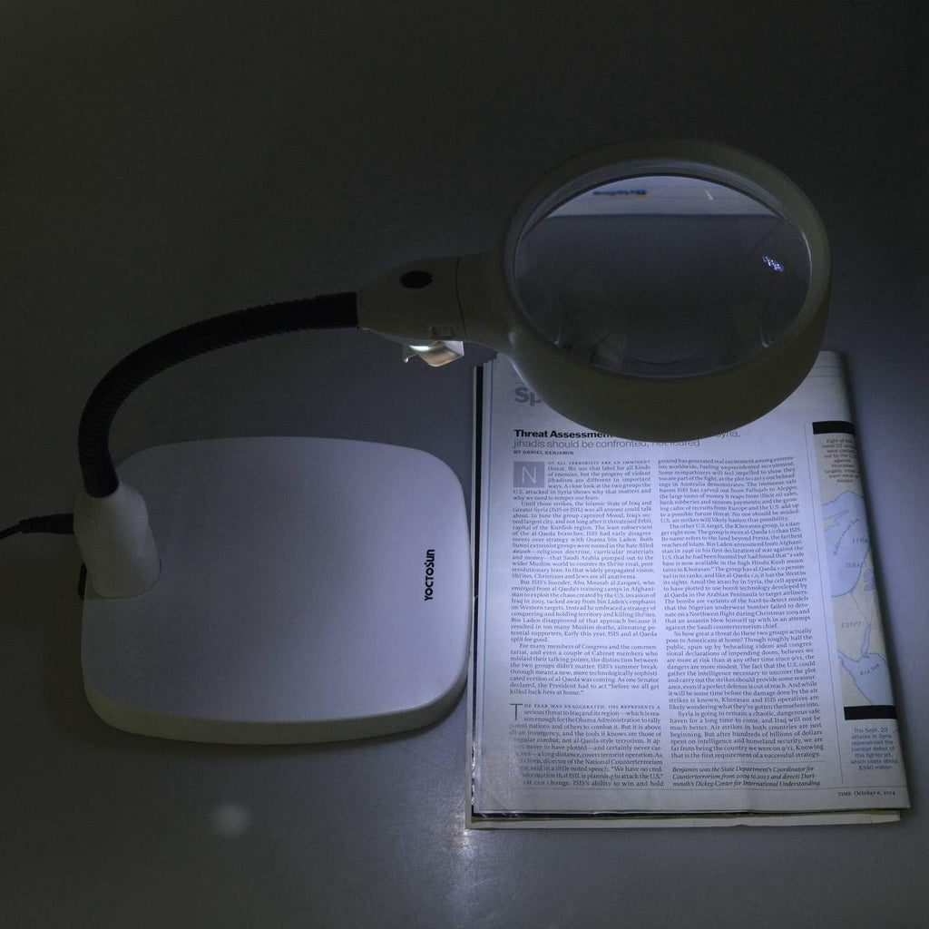 10X LED Magnifying Lamp Desktop Magnifier With Daylight Bright Lights and Flexible Gooseneck for Reading, Working, Hobby, Soldering and Crafts (USB Lighted)