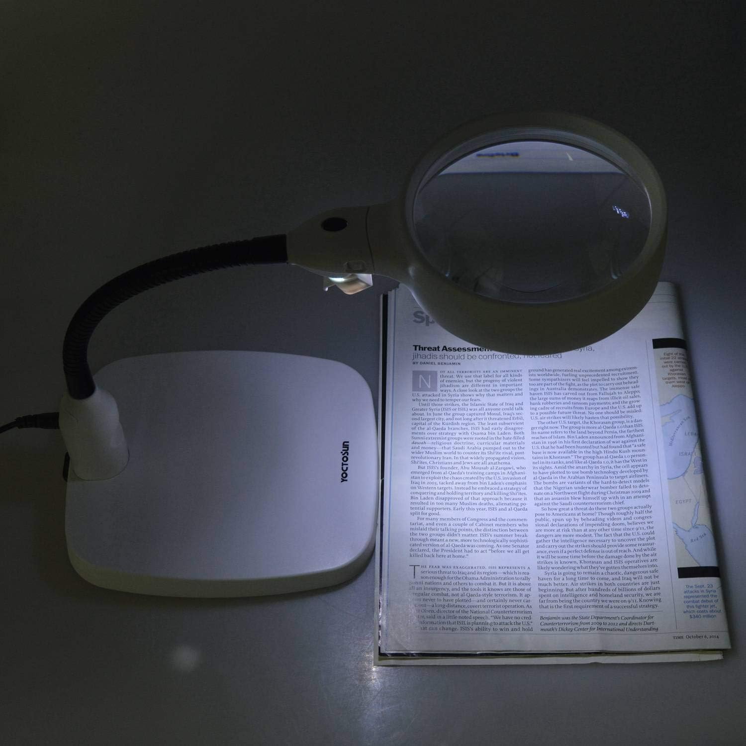 10X LED Magnifying Lamp Desktop Magnifier With Daylight Bright Lights and Flexible Gooseneck for Reading, Working, Hobby, Soldering and Crafts (USB Lighted)