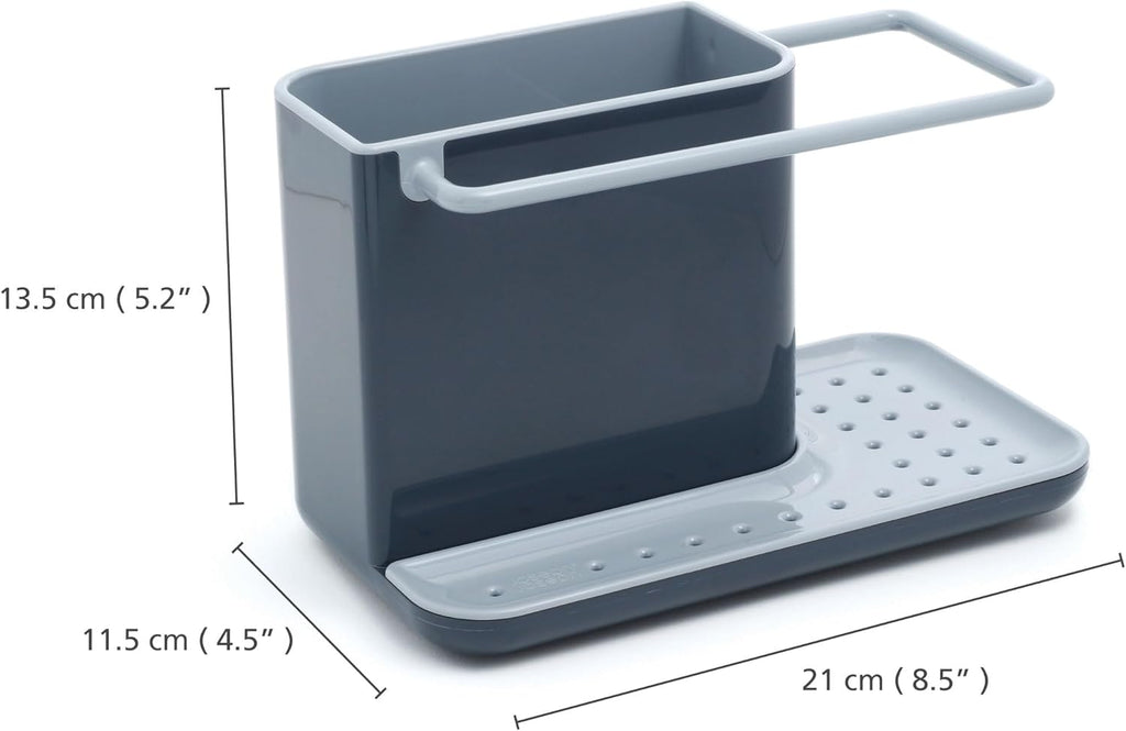 Caddy Kitchen Sink Area Organiser with Sponge Holder and Cloth Hanger - Grey