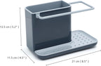 Caddy Kitchen Sink Area Organiser with Sponge Holder and Cloth Hanger - Grey