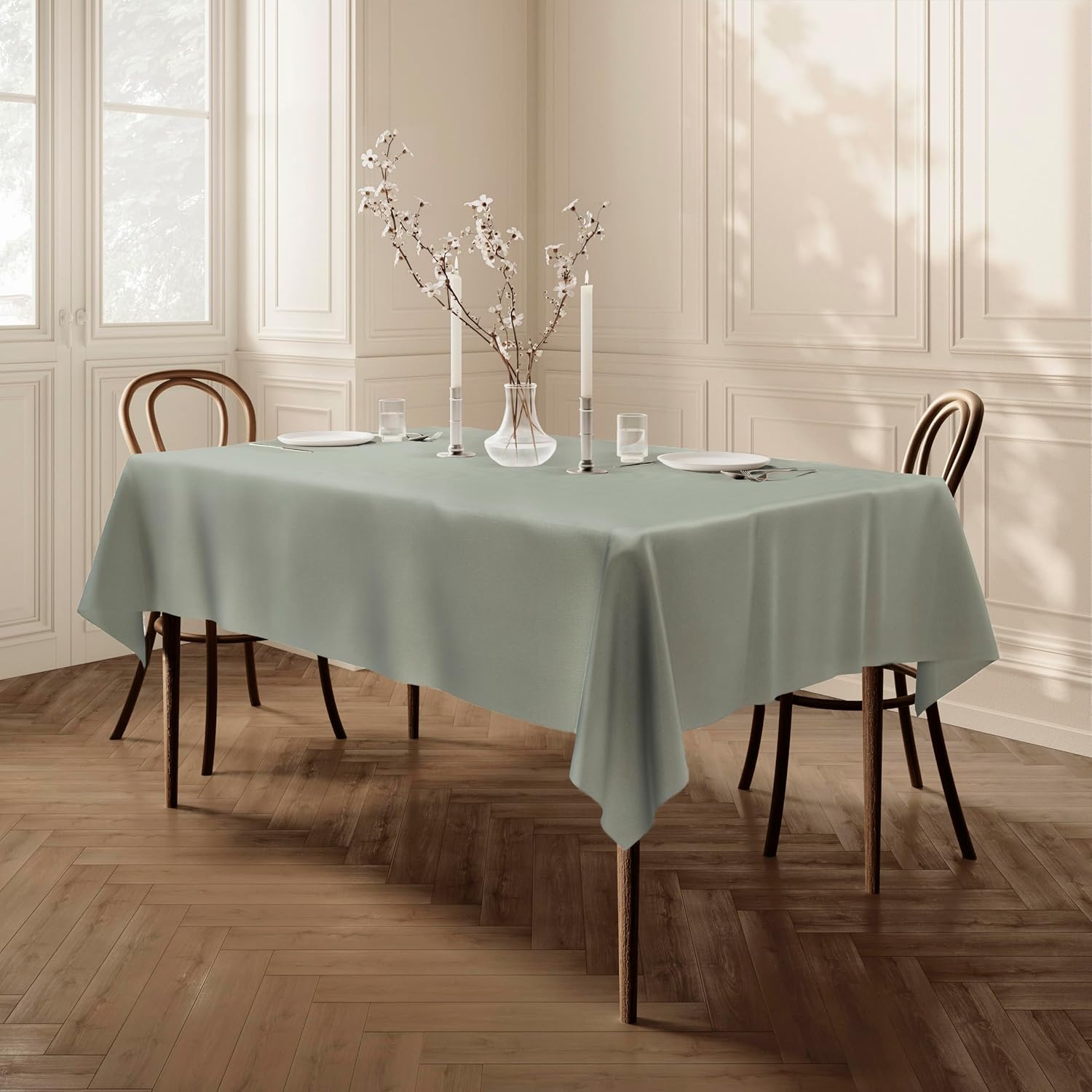 Rectangular Rectangle Fabric Tablecloth Table Cloth Table Cover 100cm x 140cm 39"x55" Sage Green