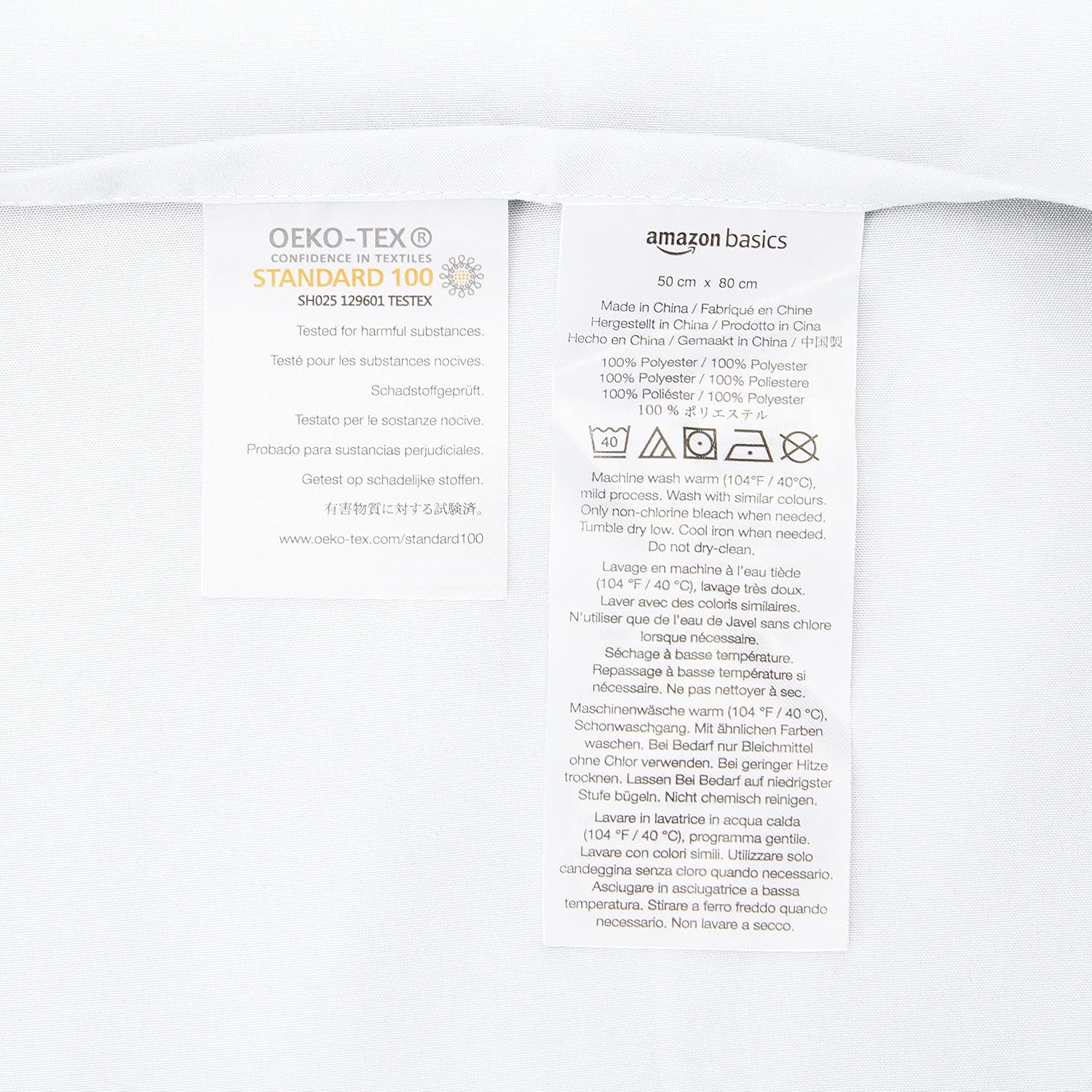 Microfiber Pillowcases, Standard Size 50 x 80 cm (Pack of 2), Bright White