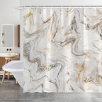 Shower Curtain Mould Proof Mildew Resistant Bathroom Shower Curtains Waterproof Shower Curtain 100% Polyester Marble Shower Curtains with 12 Hooks, 180 x 180 cm (Marble)