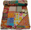 Estationeryhouse Indian Vintage patchwork Kantha Quilt Handmade Throw Reversible Blanket Bedspread Cotton Fabric BOHEMIAN quilt (85x55 inch)