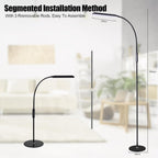 LED Floor Lamp, Reading Standing Lamps with Touch Control for Living Room, Bedroom, Dimmable Standing Lamp with 5 Color Temperature & 5 Brightness Levels, Gooseneck Height Adjustable, Black