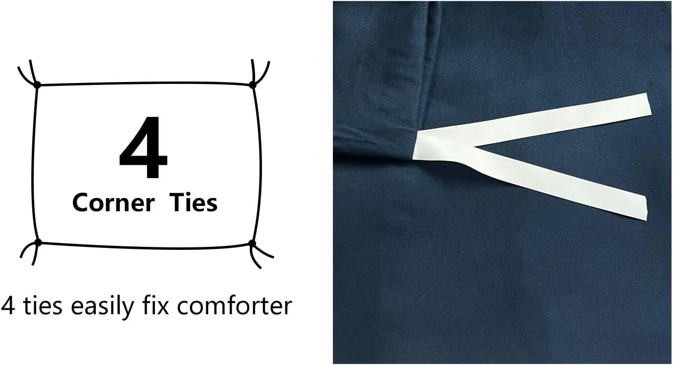 2-Piece 85 gsm Microfibre Single Bedding Duvet Cover Set, Duvet Cover 135 x 200 cm & 1 Pillowcase 50 x 80 cm, Navy Blue