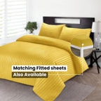 DTEX HOMES Double Duvet Set Brushed Microfiber Satin Stripes Easy Care Duvet Cover with Pillow cases (Mustard-Double)