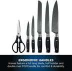 Foodi StaySharp Knife Block with Integrated Sharpener; 5 Knives and Scissors (1 pair), Sharp 6-Piece Knife Set; Chef, Bread, Slicing, Utility, Paring Knives & Scissors, Stainless Steel, K32006UK