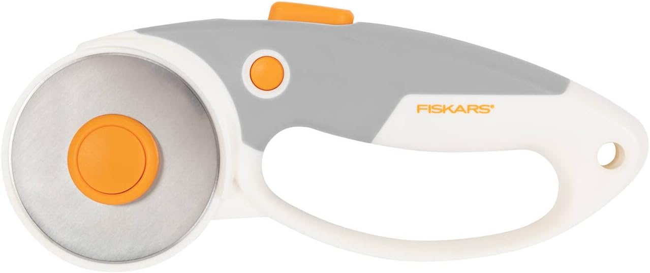 titanium rotary cutter, rotary blade with loop handle, right and left-handed, blade diameter: 60 mm, orange/white/grey, 1066040