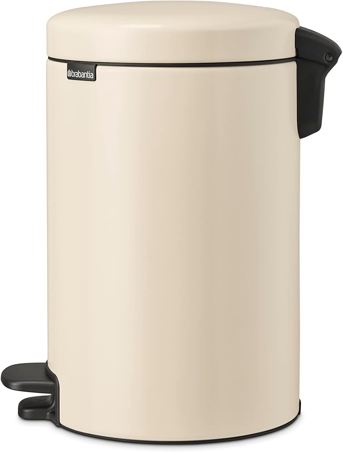 Brabantia - NewIcon Pedal Bin 12L - Medium Waste Bin for Kitchen or Bedroom - Soft Closing Lid - Light Pedal Operation - with Removable Inner Bucket - Non-Slip Base - Soft Beige - 25 x 34 x 41 cm