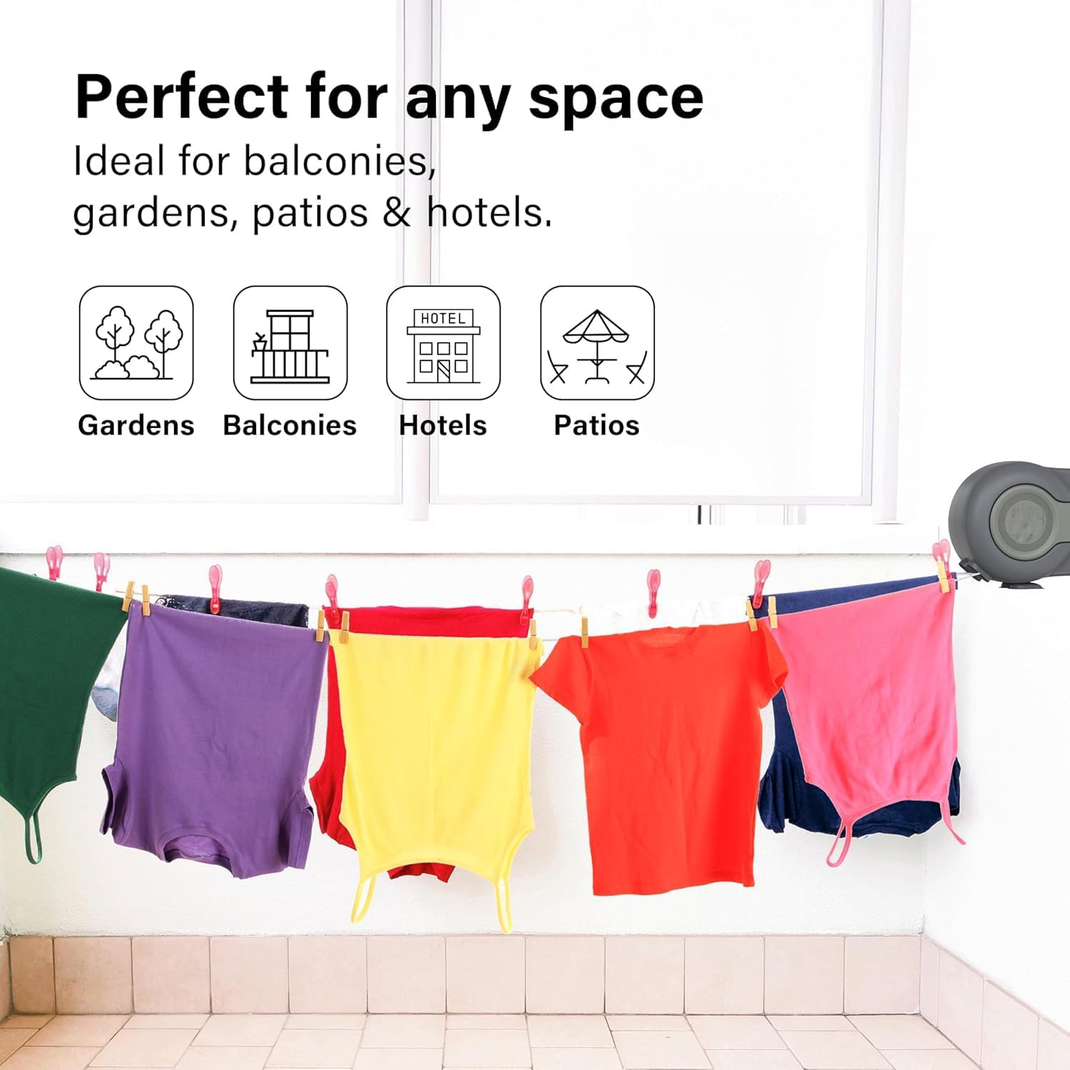 Retractable Washing Line 30m Outdoor, Heavy Duty Wall Mounted Double Washing Lines Extendable Clothes Line Laundry Drying Line for Drying Space, Grey
