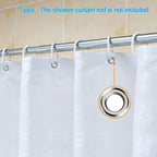 White Jacquard Shower Curtain for Bathroom Tub, Waterproof Fabric with Plastic Hooks, 71" W x 59" L /180x150cm