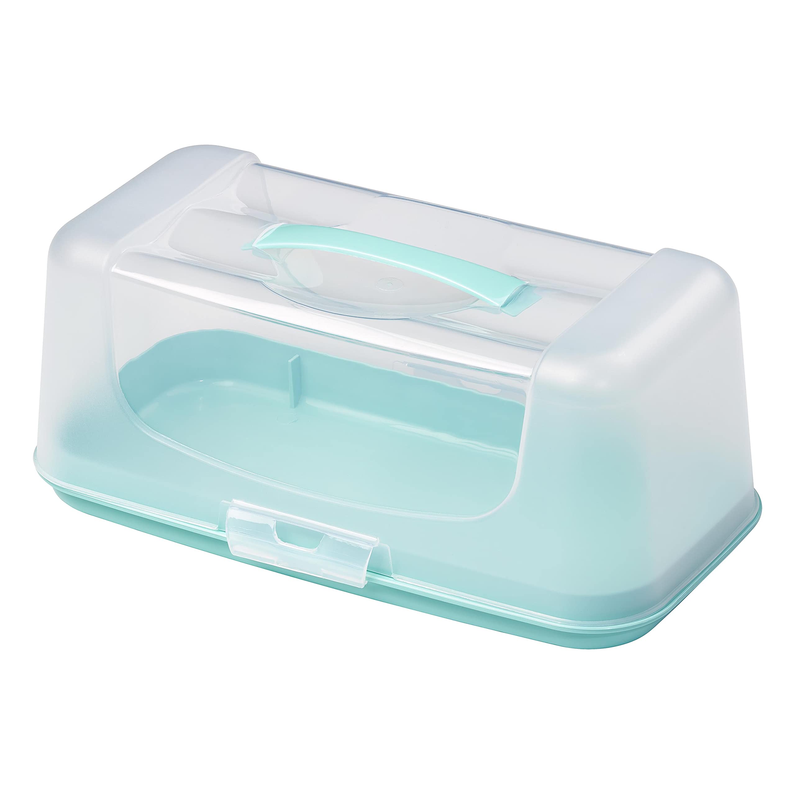 Rectangular Cake Carrier and Storage Container, Ideal for Cakes, Loafs and Cupcakes, Airtight with Strong and Stable Base and Secure Locking Clips and Carrier Handle, BPA Free