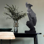 Thinker Statue, Silence is Gold Abstract Art Sculpture, Ponder Statue, Creative Resin Figurine, Modern Home Ornament, Decoration for Home Room Study Office Table Shelf (Black)