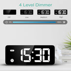 Digital Alarm Clock, 5.8 Inches LED Bedside Clock for Kids Bedrooms with 4 Dimmable Brightness, 3 Adjustable Volume, Snooze (1.5m USB Cable Included)