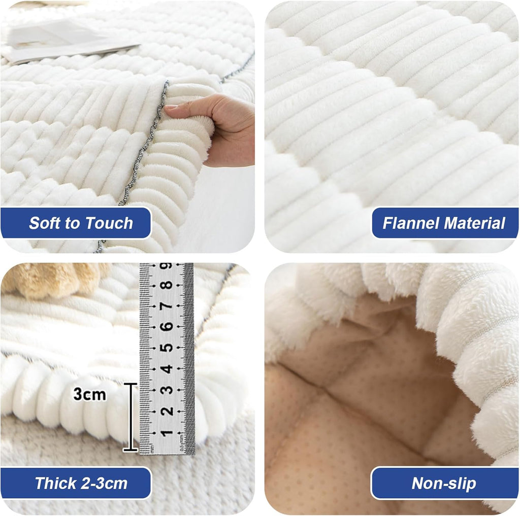 New Thick Sofa Covers Washable - Soft Corduroy Universal Sofa Cover 2 3 4 Seater, Non-Slip Couch Cover, Couch Seat Covers Sofa Slipcovers Furniture Protector for Living Room (White, 70x180cm)