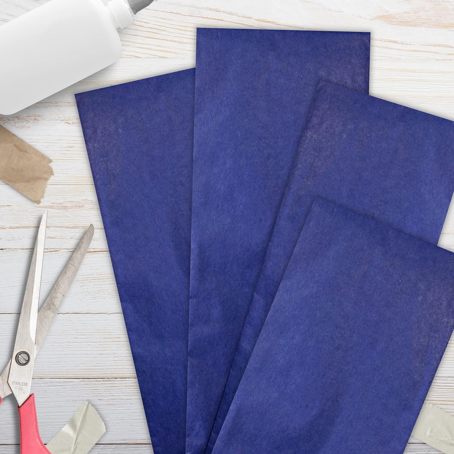 Royal Blue Tissue: 4 Sheets (750x500mm) Tissue Paper for Gift Wraping, Birthday, & Arts and Crafts. Rich Blue for Creative Wrapping & Crafting Uses.
