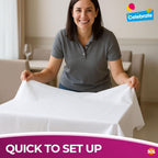 5pk White Paper Table Covers 90x90cm Tablecloths for Parties Cover Disposable - Thick Absorbent Design - Easy Clean Up for Weddings, Craft Activities, Kids’ Meals, Village Halls & Family Events