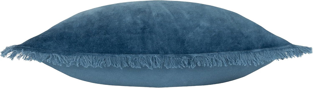 Gracie Velvet Fringed Cushion Cover, 45 x 45 cm (Pack of 1), Ink Blue