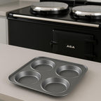 Chabrias Ltd UK-Made 2-Pack Yorkshire Pudding Tray, 4-Cup “Giant” – Carbon Steel, Long-Life Non-Stick, Even-Bake, Easy-Release, Oven-Safe – Perfect Crispy Rims, 23 cm