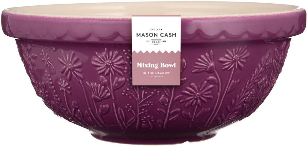 in The Meadow Size 18 Mixing Bowl 26cm | 2.7 Litre Floral Embossed Earthenware Bowl for Dough, Pastry & Cake Mixes | Dishwasher Safe