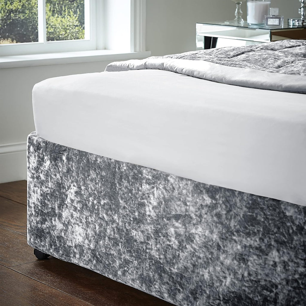 Crushed Velvet King Divan Base Wrap Silver BD/46254/W/BWRAPK/SI