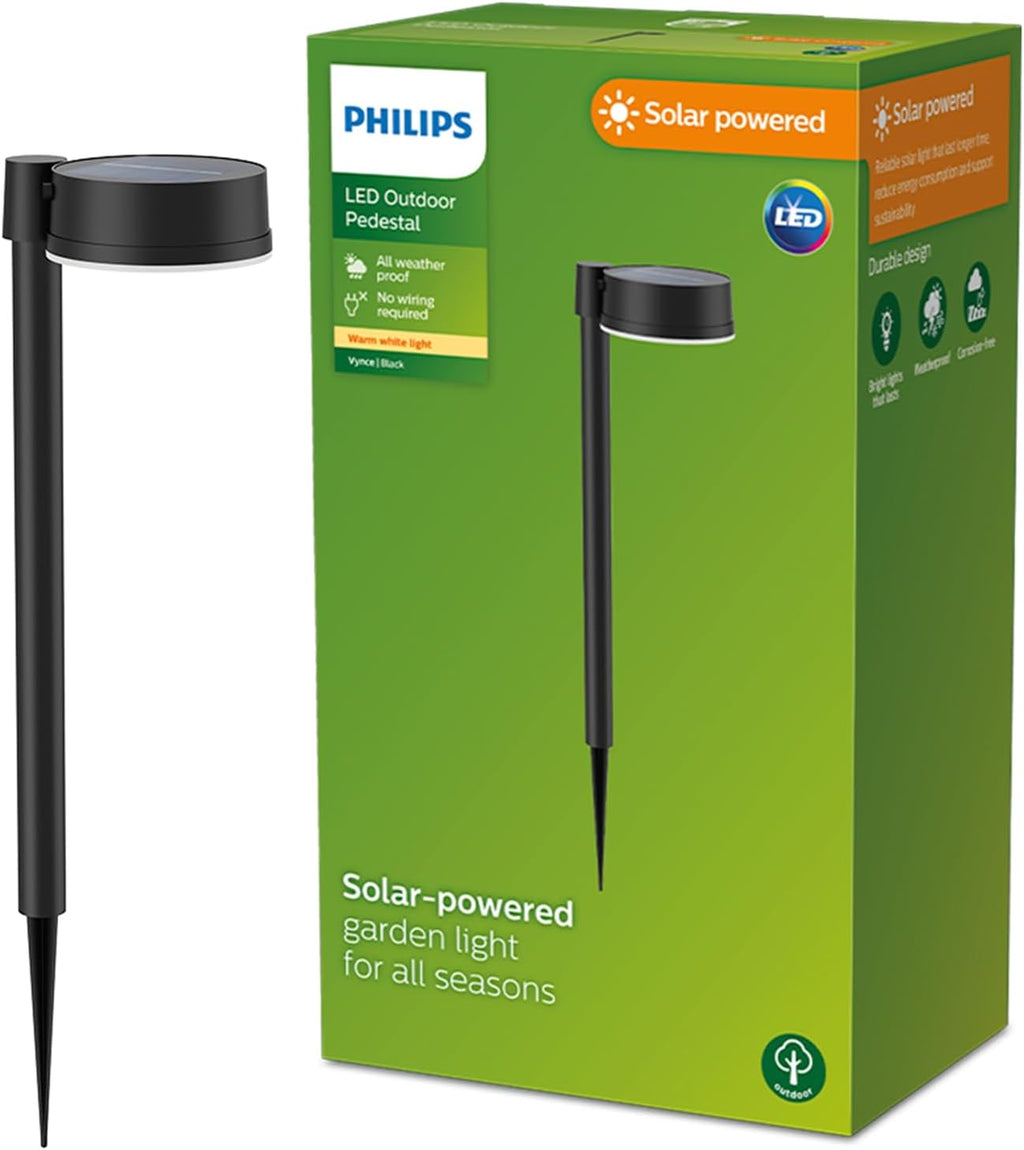 Lighting Vynce Outdoor Solar Wall Light, Square, 1.5W, 2700K, Black, IP44 Weatherproof