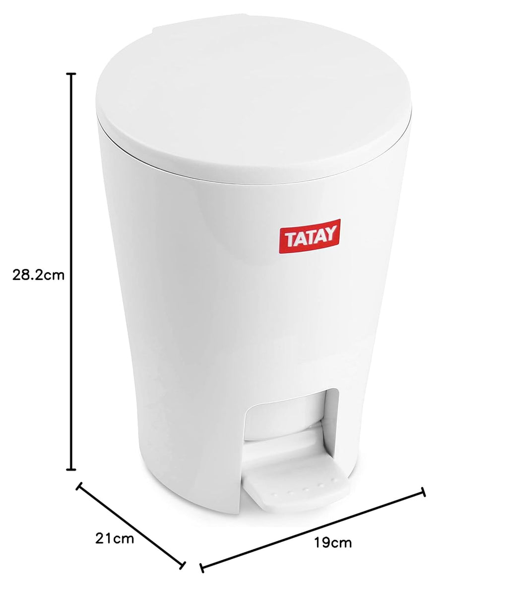 Bathroom Bin with Pedal Diabolo 5L | Inner Bucket with Handle | Practical and Easy-to-Clean Design | Made from Highly Resistant Materials | 19 x 21 x 28.2 cm – White