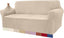 High Stretch Sofa Covers 3 Seater Super Soft Stylish Couch Covers for Dogs Pets Cats Jacquard Spandex Non Slip Sofa Slipcover for Living Room Furniture Protector (3 Seater, Beige)