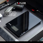 Pro Digital Ultra Thin Kitchen Food Scales, Compact Slimline Professional Standard with Tare Feature and Precision Accuracy, Black Glass, Weighs 5 kg Capacity