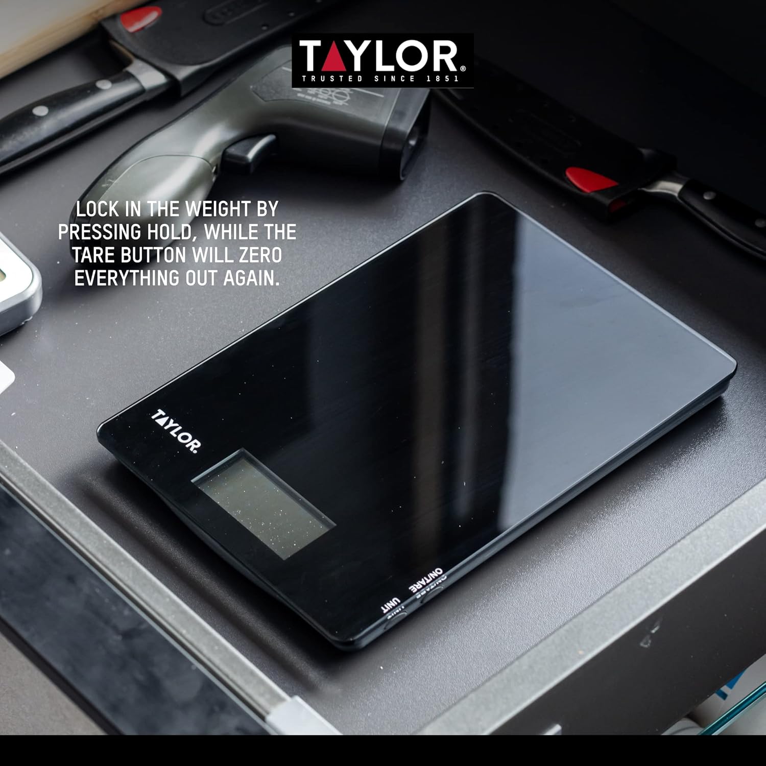 Pro Digital Ultra Thin Kitchen Food Scales, Compact Slimline Professional Standard with Tare Feature and Precision Accuracy, Black Glass, Weighs 5 kg Capacity