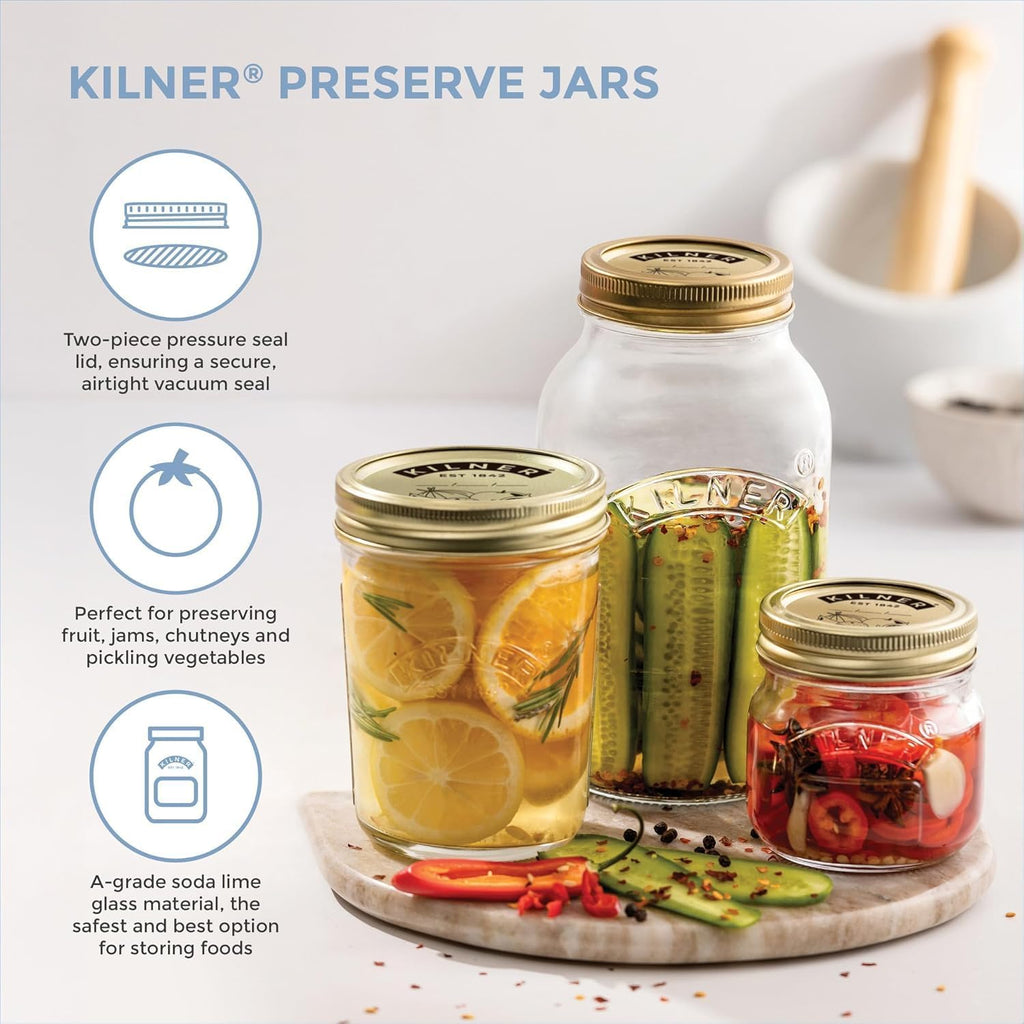 Preserve Jar 0.5L (500ml) Round Glass Screw Top Lid Preservation Storage Jar for Jams Chutneys Small Pickled Fruits