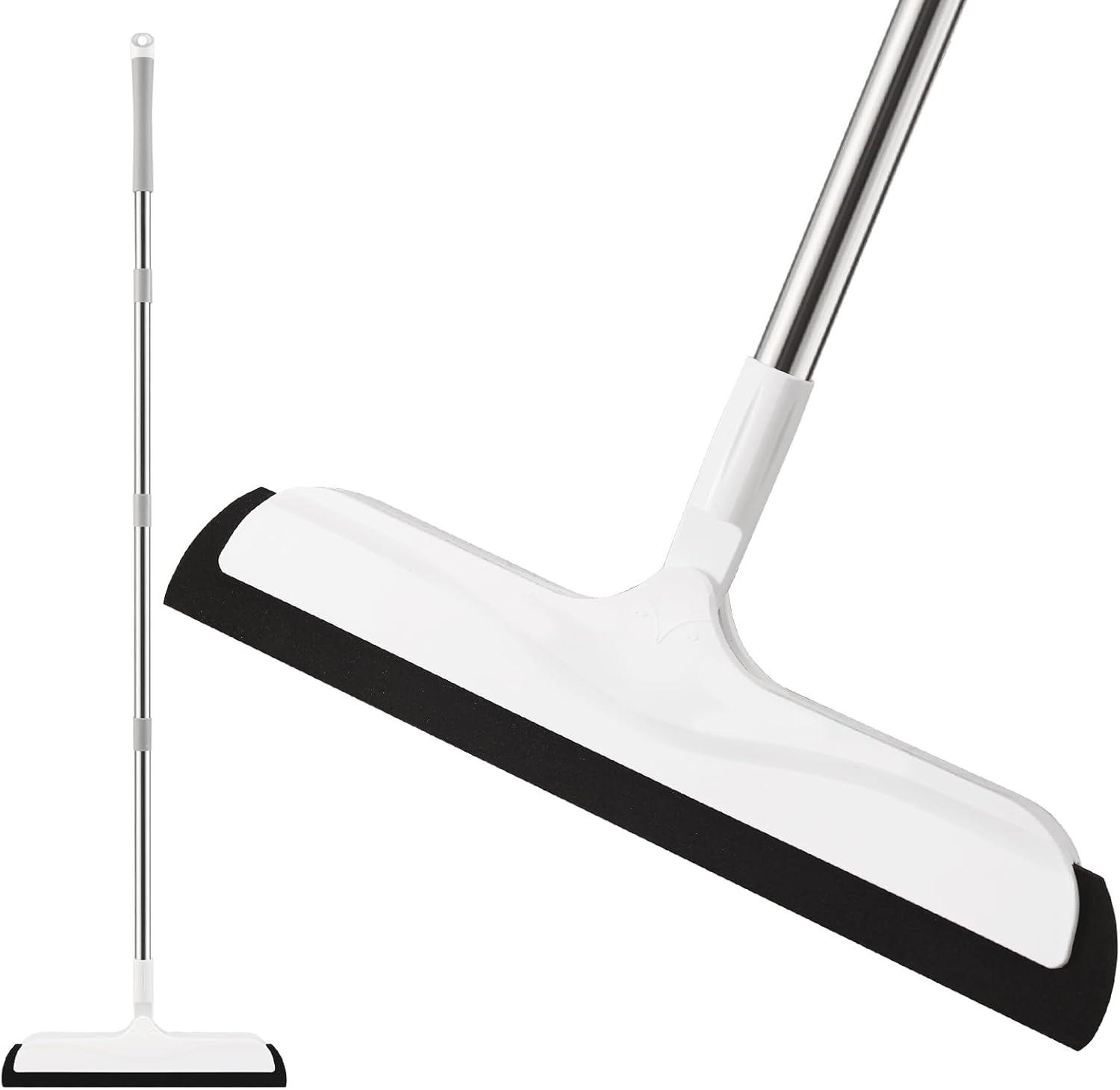 Floor Squeegee with Long Handle(50IN), Extendable Foam Squeegee Mop for Wet Room, Squidgy Shower Cleaner, Handled Floors Sweeper Water Wiper for Bathroom Kitchen Pool Pet Hair