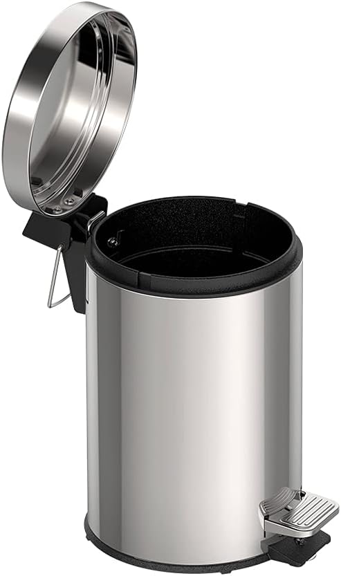 3L Pedal Bin – Stainless Steel Bathroom Bin with Lid, 17 cm Diameter x 27 cm Height, 94538103