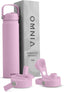 OMNIA Vacuum Insulated Stainless Steel Water Bottle, 2 Lids (Straw & Spout) Leakproof, BPA-Free, Reusable Flask, Hot & Cold Thermos for Sports, Gym, Travel, Outdoors (Soft Pink, 750ML)