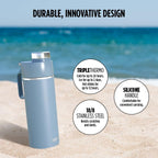 Thirsti Water Bottle and Flask 700 ML With Leak-Proof Lid, Designed For Carbonated, Hot & Cold Drinks, Ideal For Travel & Sports, Triple Insulated, Stainless Steel Bottle, Blue, DW2401EUUKBL