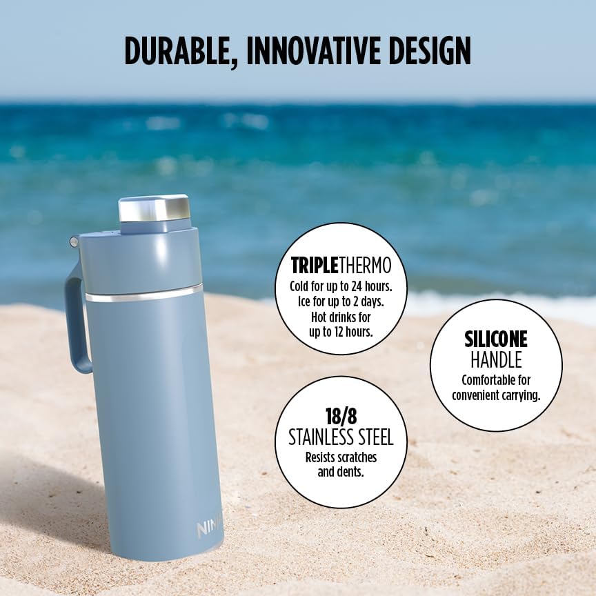 Thirsti Water Bottle and Flask 700 ML With Leak-Proof Lid, Designed For Carbonated, Hot & Cold Drinks, Ideal For Travel & Sports, Triple Insulated, Stainless Steel Bottle, Blue, DW2401EUUKBL