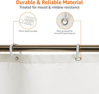 Shower Curtain, Water and Mould Resistant Fabric Bathroom Curtain with Grommets & Hooks, Machine Washable, 180 x 200 cm, White