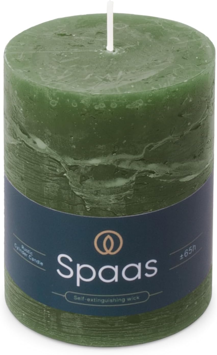 Spaas Rustic Pillar Candle 80/110 mm 65h, Dark Green