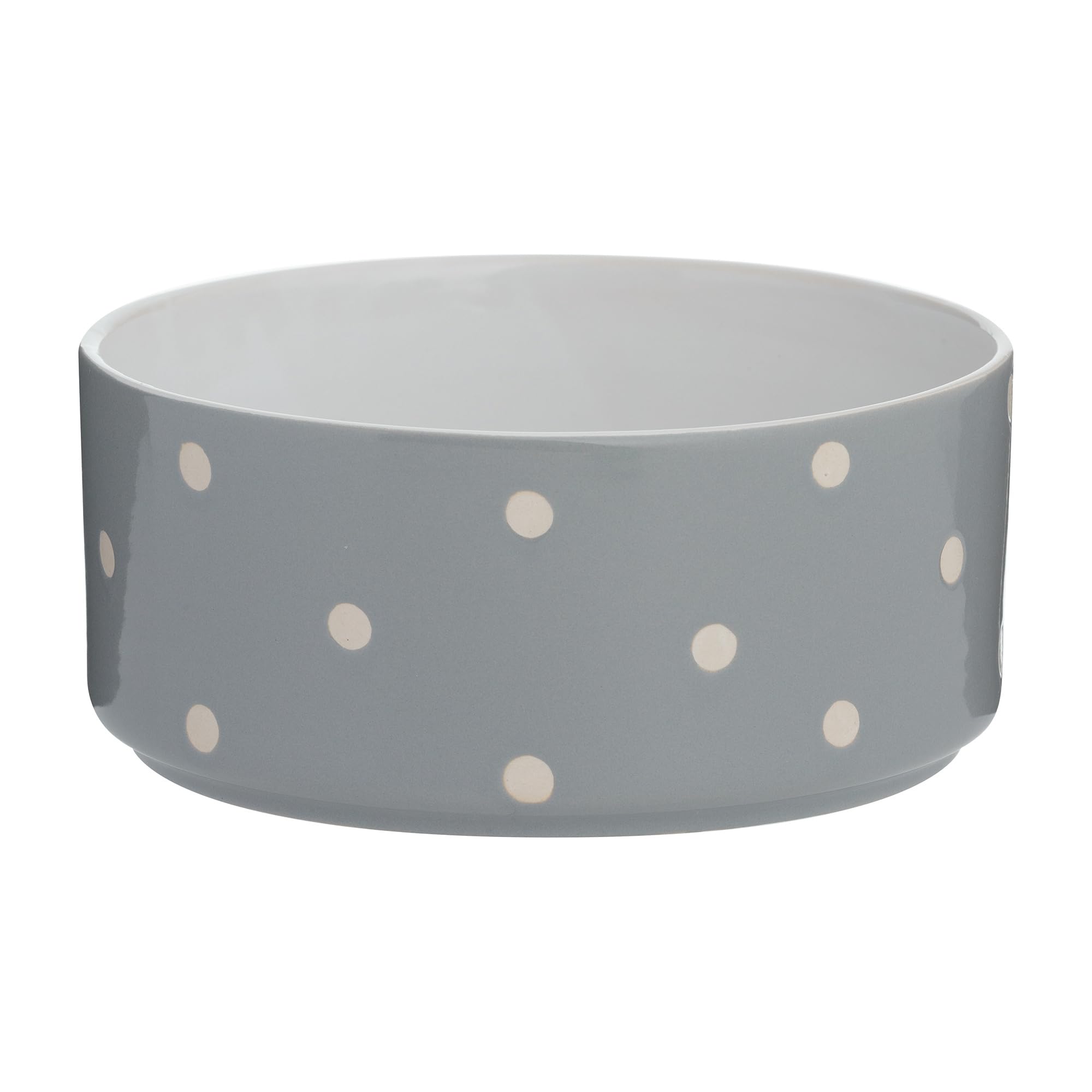 Polka Dot Grey Pet Bowl 18cm | 1.4 Litre Capacity | Stoneware Pet Bowl for Food & Water | Durable, Dishwasher & Freezer Safe | Textured Dot Design Main image