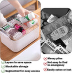 Medicine Storage Box,2-Layer Multi Grid First Aid Box,Lockable Medicine Box Medication Case,Portable Organiser Large Medical Storage Box For Home,School,Office,Outdoor (M)
